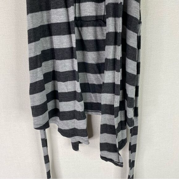 Pretty Good Vest Women’s Gray Stripes Tie Sleeveless Y2K Vintage Open Front M - Picture 4 of 10